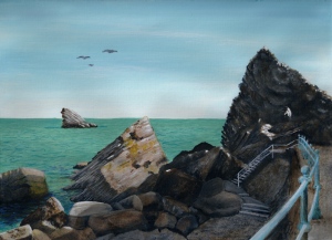 painting of Meadfoot Bay by Pat Harrison